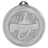 Bright Silver 2" Spelling Laserable BriteLazer Medal