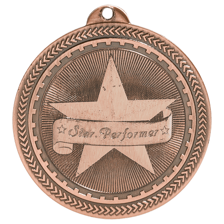Antique Bronze 2" Star Performer Laserable BriteLazer Medal