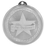 Bright Silver 2" Star Performer Laserable BriteLazer Medal