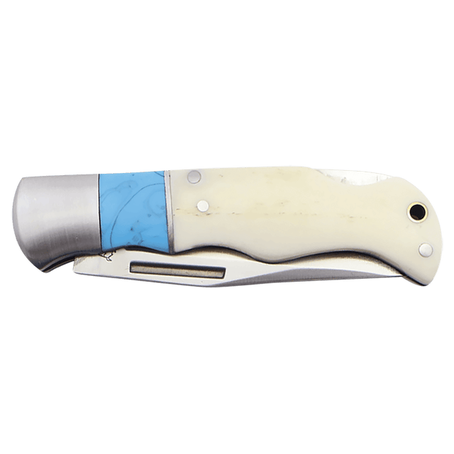 Bison River 3 1/2" Blue/Bone Folding Knife