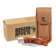 Bison River 4" Wood Folding Knife with Leather Sheath