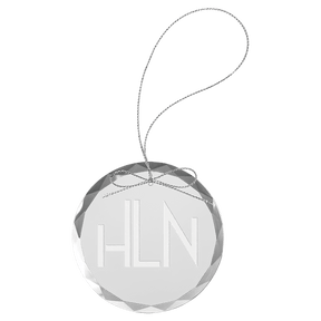 3 1/4" Clear Round Glass Ornament with Silver String
