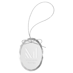 3 1/4" Clear Oval Glass Ornament with Silver String