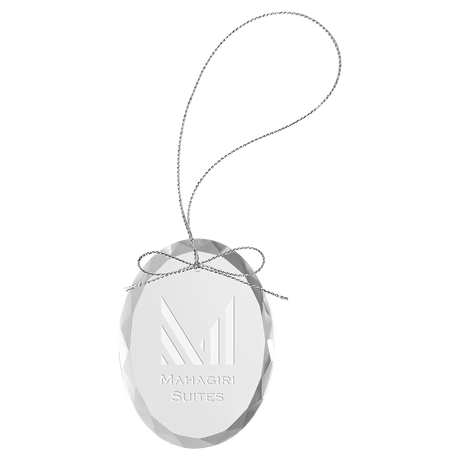 3 1/4" Clear Oval Glass Ornament with Silver String