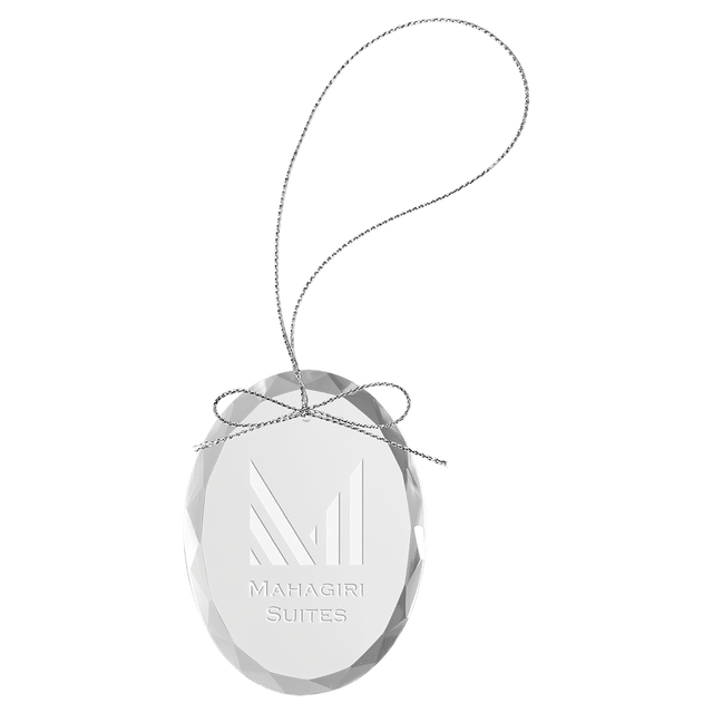 3 1/4" Clear Oval Glass Ornament with Silver String