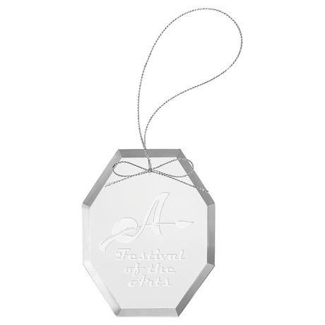 3 3/4" Clear Octagon Glass Ornament with Silver String