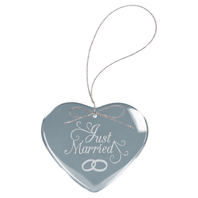 3" Clear Heart Glass Ornament with Silver String