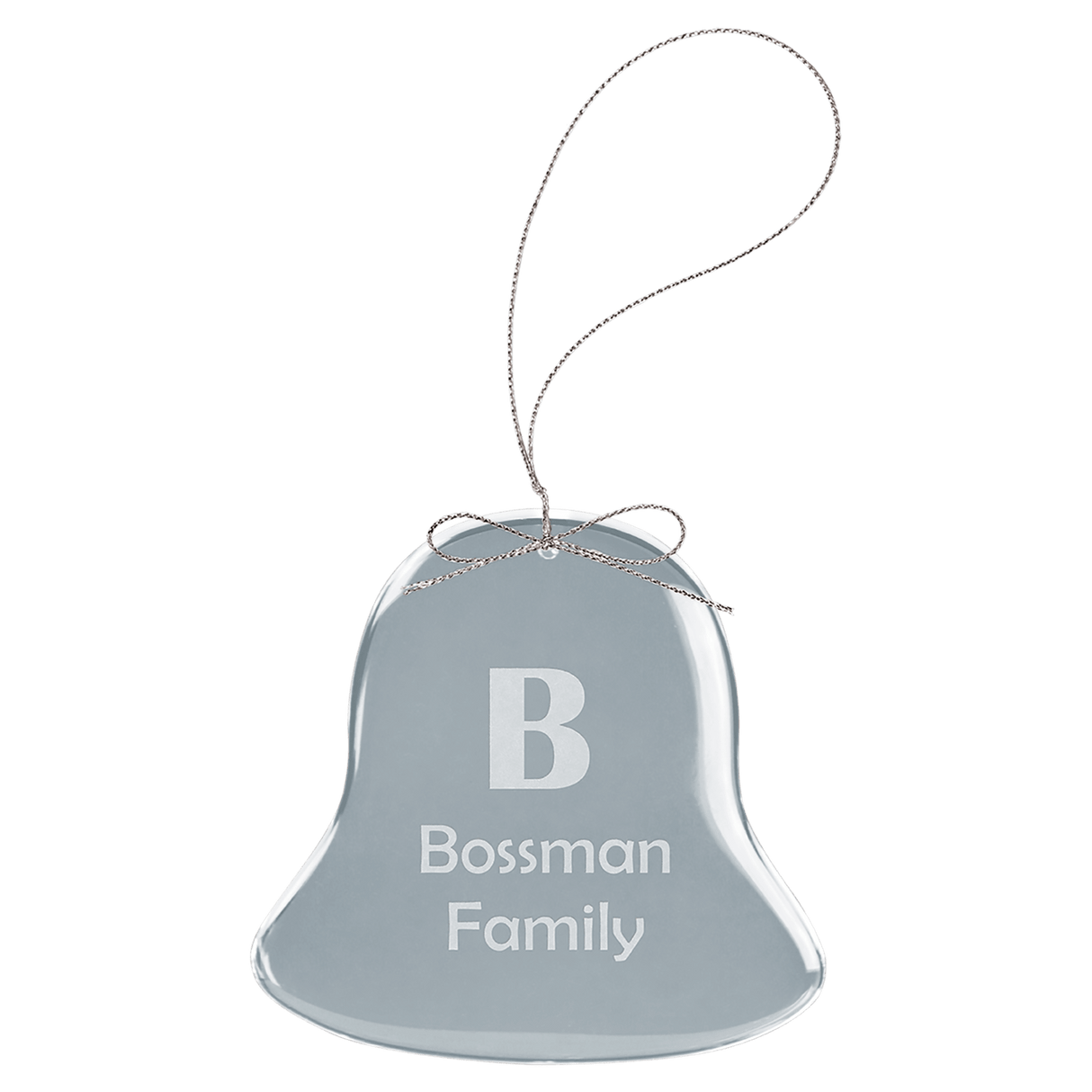 3" Clear Bell Glass Ornament with Silver String