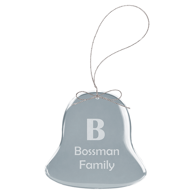 3" Clear Bell Glass Ornament with Silver String