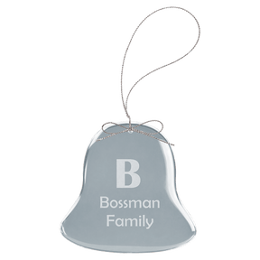 Clear Bell Glass Ornament with Silver 3" String