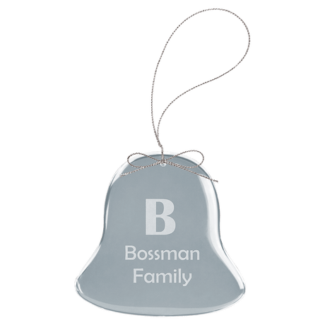 Clear Bell Glass Ornament with Silver 3" String
