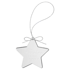 3 1/4" Clear Star Glass Ornament with Silver String