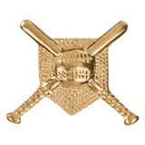 Gold Crossed Bats Metal Chenille Letter Insignia