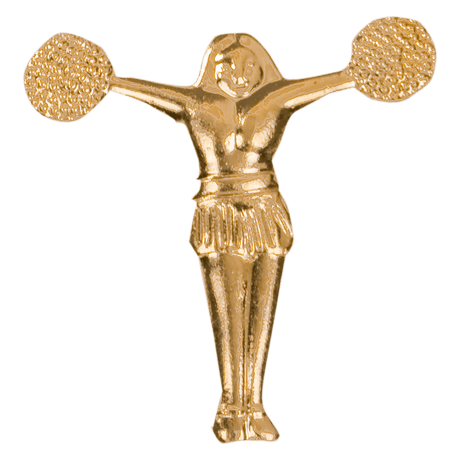 Gold Pom Pom Girl Metal Chenille Letter Insignia