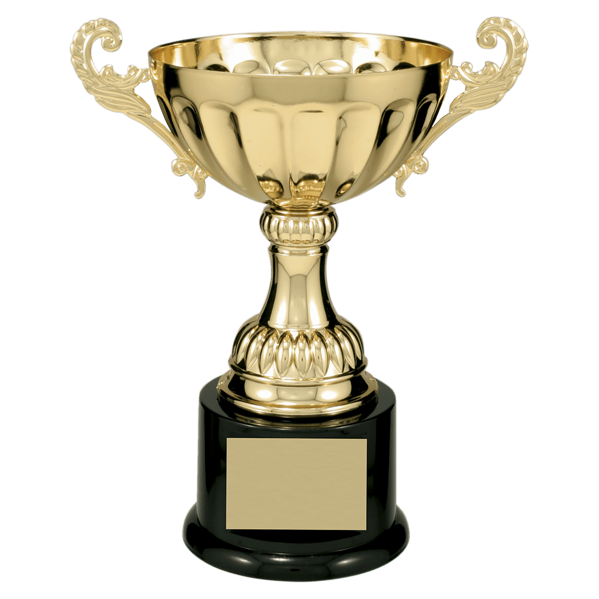 8 1/2" Completed Metal Cup Trophy on Plastic Base