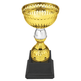 7" Gold & Silver Metal Cup with Plastic Stem and Base