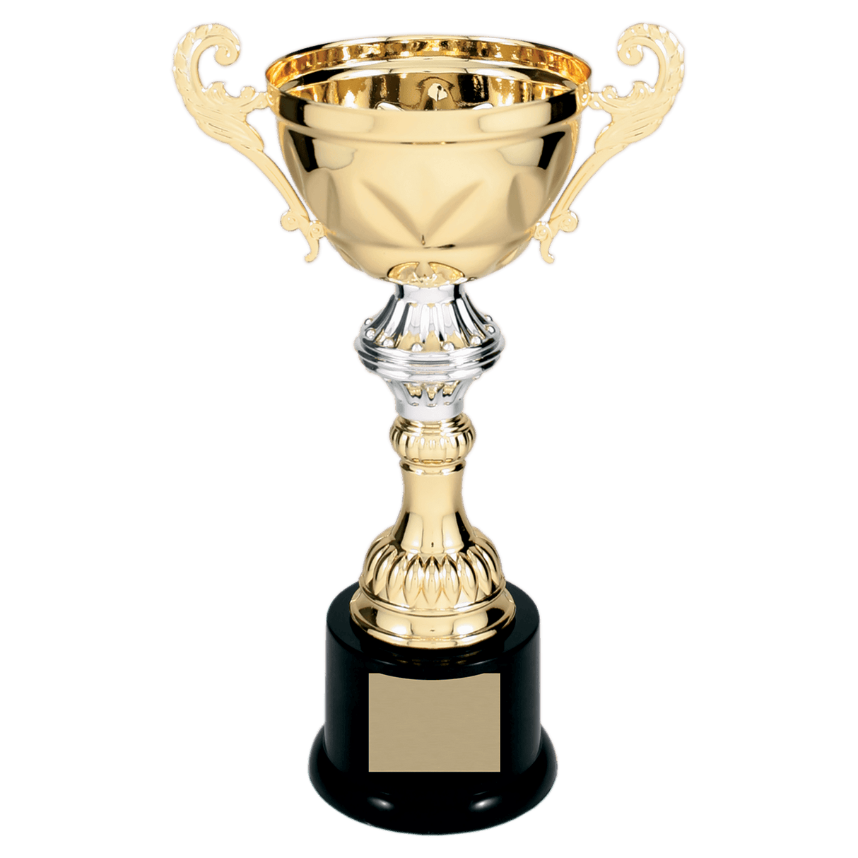 10" Completed Metal Cup Trophy on Plastic Base