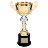 10" Completed Metal Cup Trophy on Plastic Base