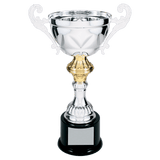 Silver 11 1/2" Completed Metal Cup Trophy on Plastic Base