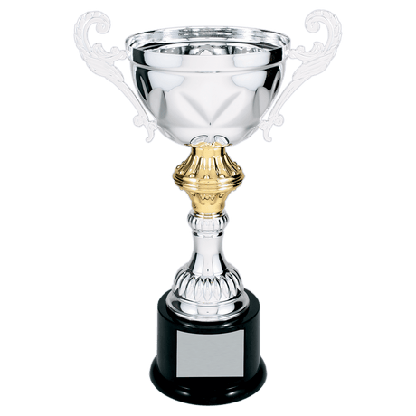 Silver 11 1/2" Completed Metal Cup Trophy on Plastic Base