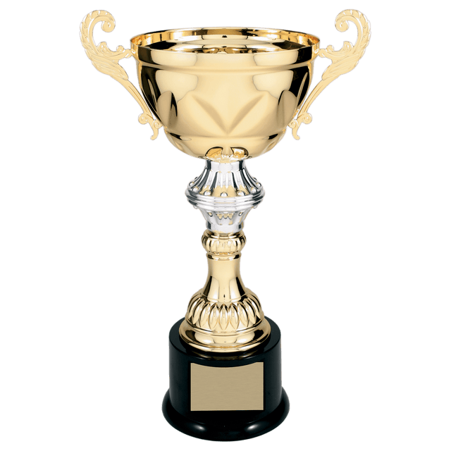 Gold 13" Completed Metal Cup Trophy on Plastic Base