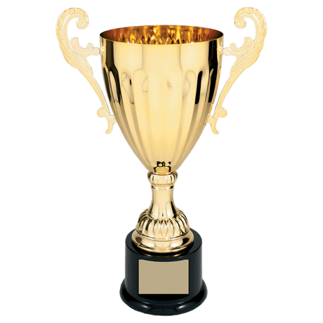 Gold 12" Completed Metal Cup Trophy on Plastic Base