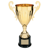 12" Completed Metal Cup Trophy on Plastic Base