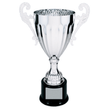 Silver 12" Completed Metal Cup Trophy on Plastic Base