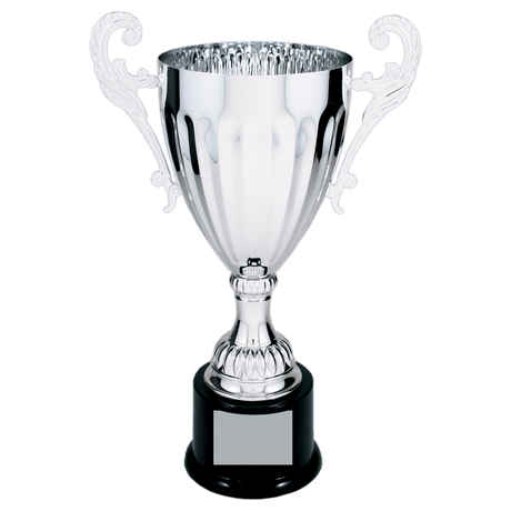 Silver 12" Completed Metal Cup Trophy on Plastic Base