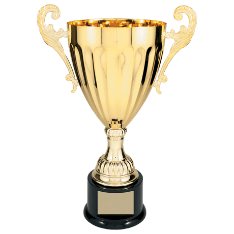 Gold 2 14 1/2" Completed Metal Cup Trophy on Plastic Base