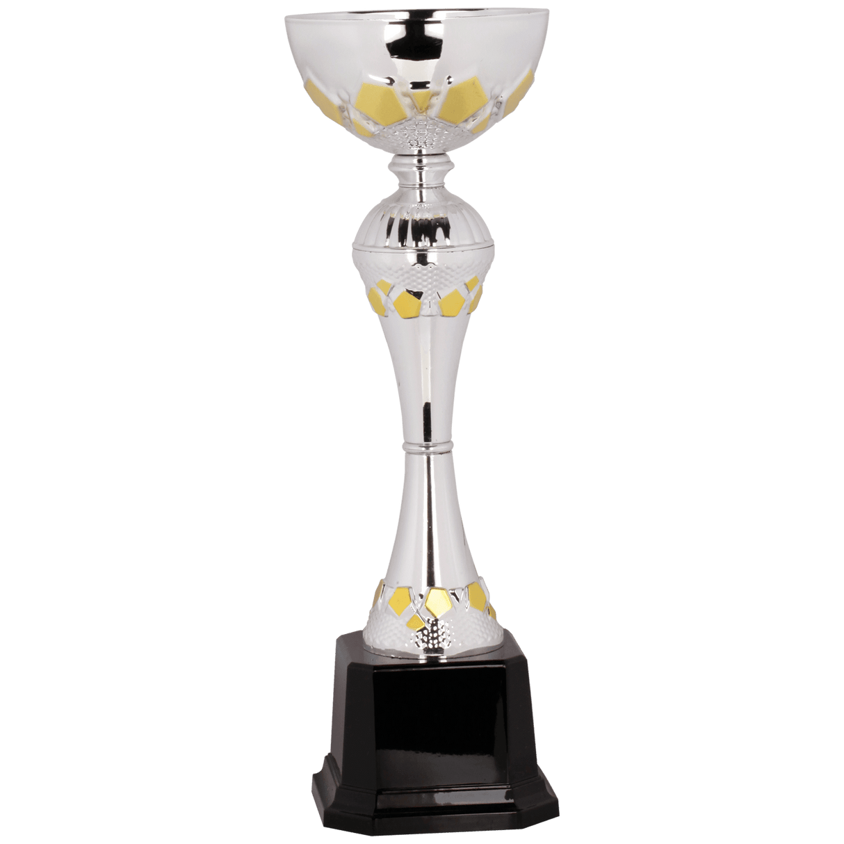 12" Completed Metal Cup Trophy on Plastic Base
