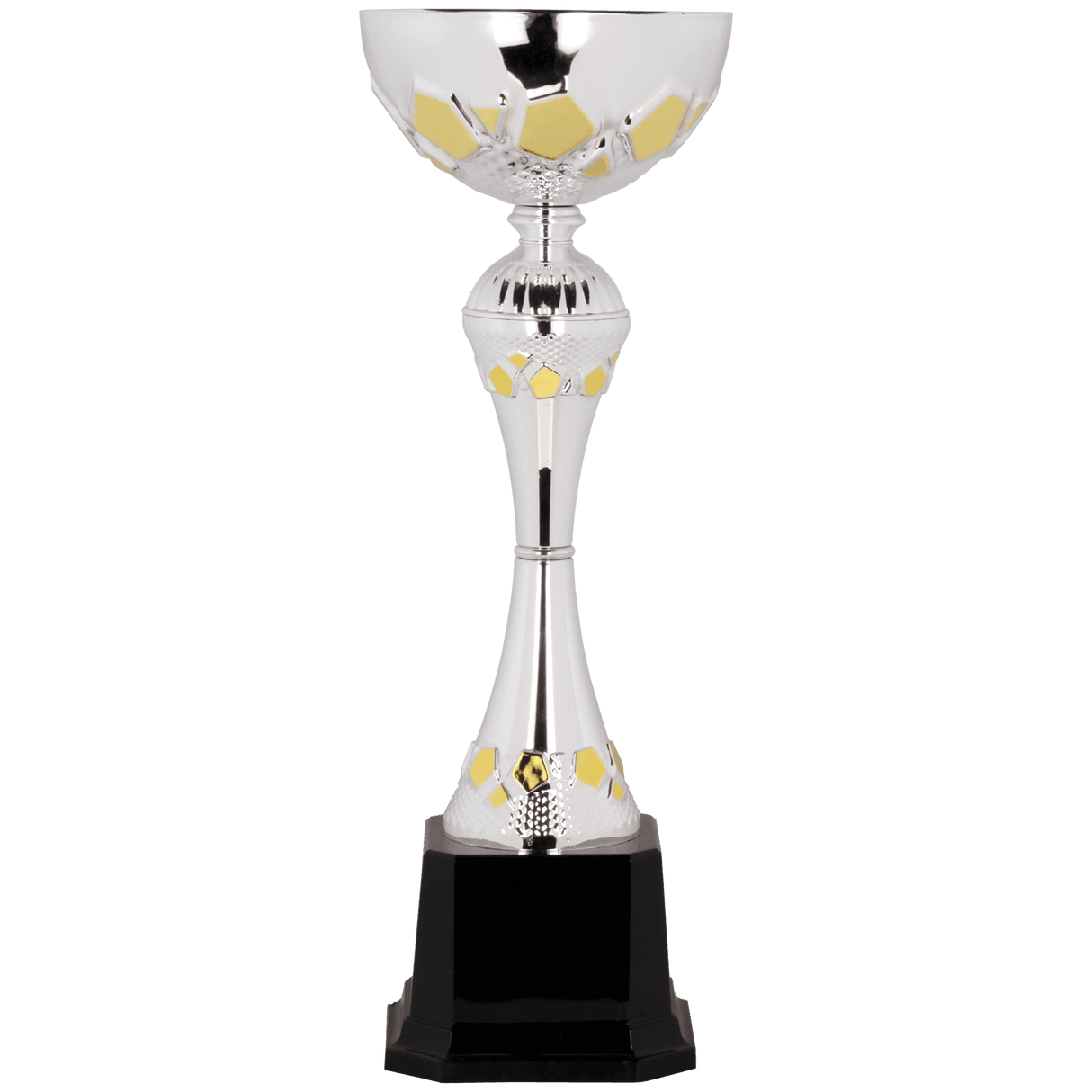 Silver/Gold 13 1/4" Completed Metal Cup Trophy on Plastic Base