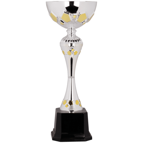 Silver/Gold 14 1/2" Completed Metal Cup Trophy on Plastic Base