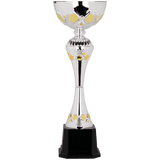16" Silver/Gold Completed Metal Cup Trophy on Plastic Base