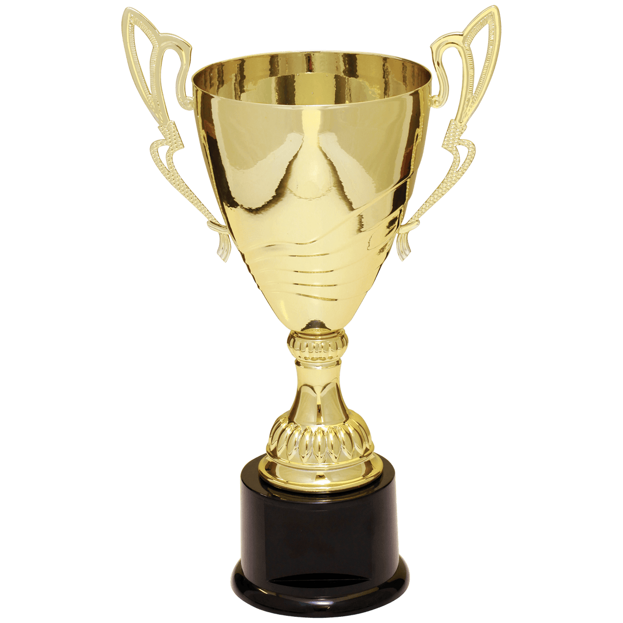 12" Completed Metal Cup Trophy on Plastic Base
