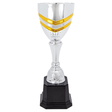 11" 11" Completed Metal Cup Trophy on Plastic Base