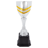 11" Completed Metal Cup Trophy on Plastic Base