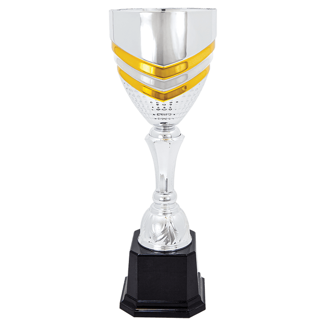13 13 1/4" Completed Metal Cup Trophy on Plastic Base
