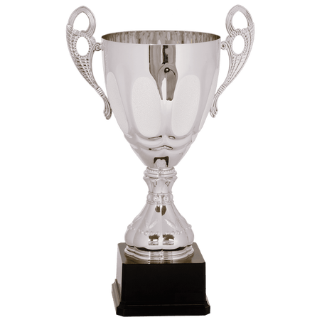 Silver 15 3/4" Completed Metal Cup Trophy on Plastic Base