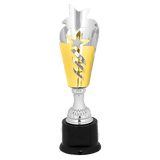 11" Silver & Gold Star Completed Metal Cup Trophy on Plastic Base