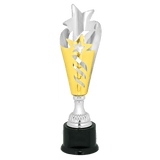 14" Silver & Gold Star Completed Metal Cup Trophy on Plastic Base