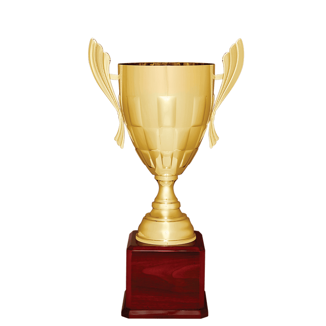 Gold Completed Metal Cup Trophy on Rosewood Royal 24 3/4" Piano Finish Base