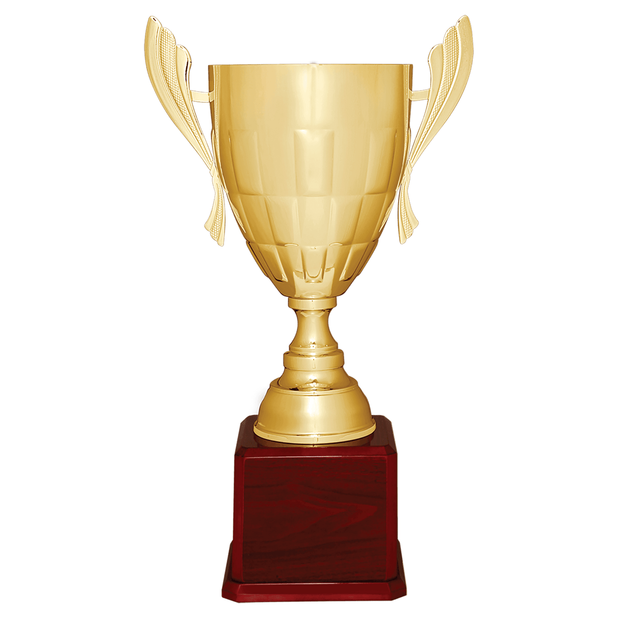 Gold Completed Metal Cup Trophy on Rosewood Royal 26 1/2" Piano Finish Base