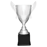 Silver Completed Metal Cup Trophy on Black Royal 26 1/2" Piano Finish Base
