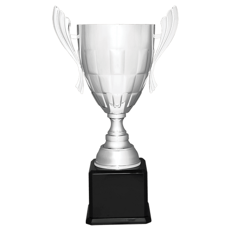 Silver Completed Metal Cup Trophy on Black Royal 26 1/2" Piano Finish Base