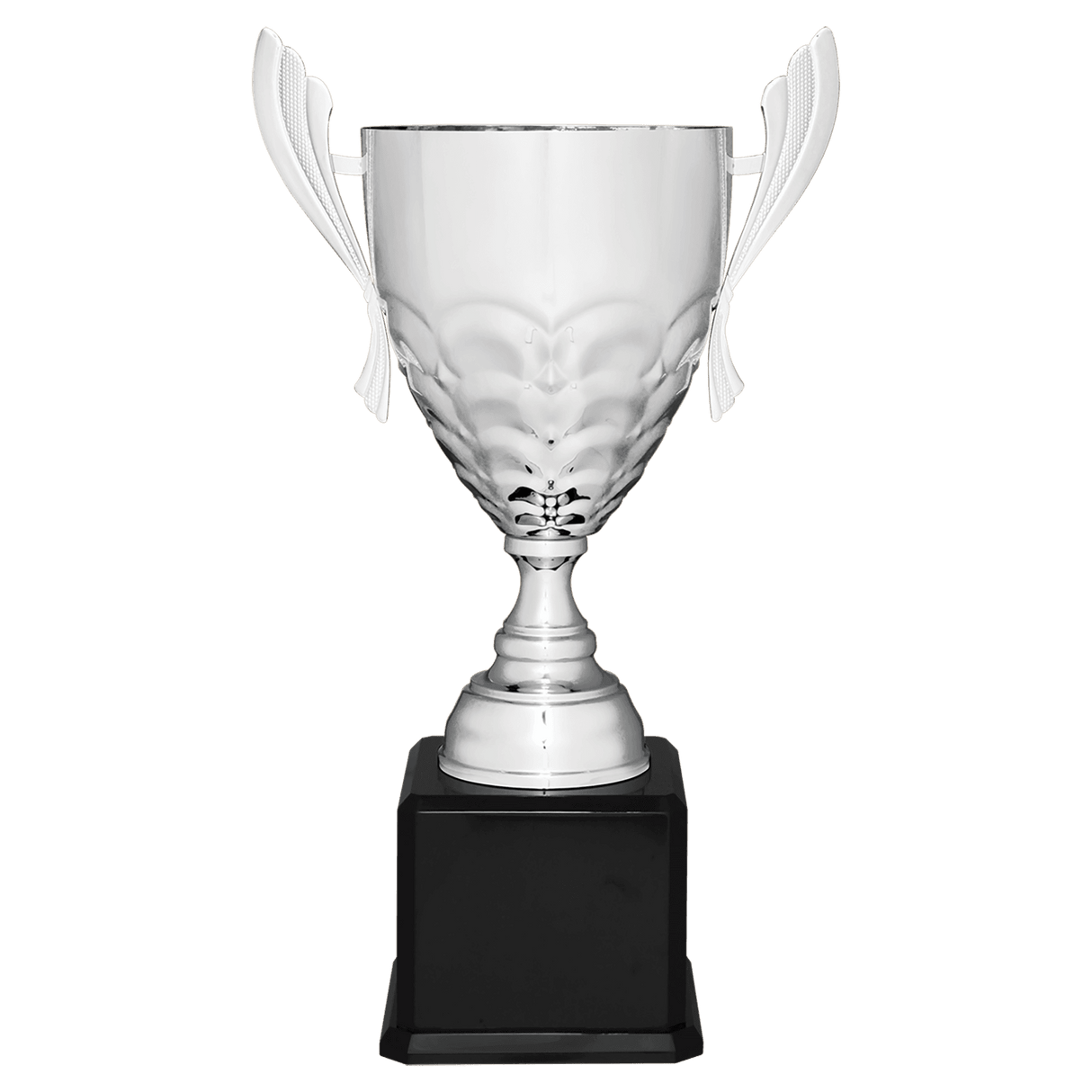 Silver Completed Metal Cup Trophy on Black Royal 25 1/4" Piano Finish Base