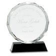 7" Round Facet Crystal on Black Pedestal Base