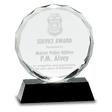 6" Round Facet Crystal on Black Pedestal Base