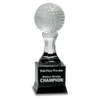 9" Crystal Golf Ball on Black Pedestal Base