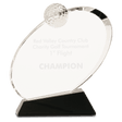 7 1/4" Clear Crystal Oblong Golf Award on Black Crystal Base